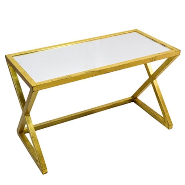 DESK-GOLD-X BASE-GLASS TOP