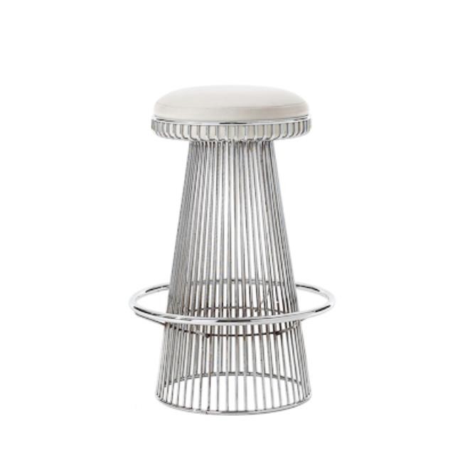 STOOL-WIRE BASE-WHITE CUSHION