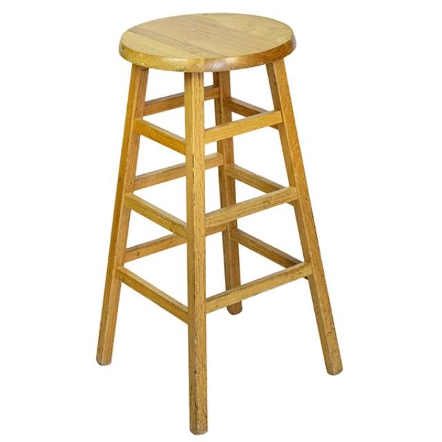 STOOL-30"-NATURAL-ROUND SEAT-