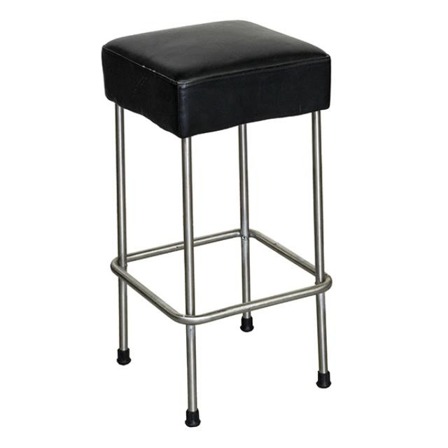 STOOL-SQUARE CUSHION-BLACK/Chrome Frame