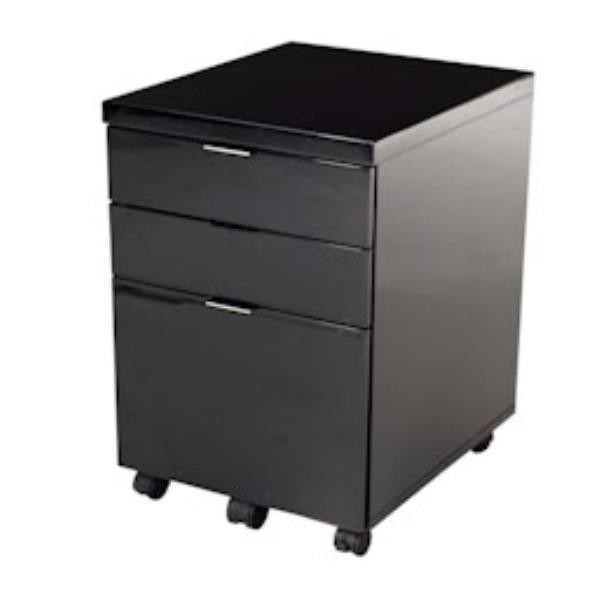 FILE CABINET-BLK-GLOSS-3 DRWR