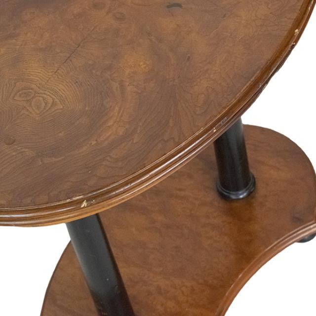 SIDE TABLE-Biedermeier/Oval Of Burled Wood & Black Accents