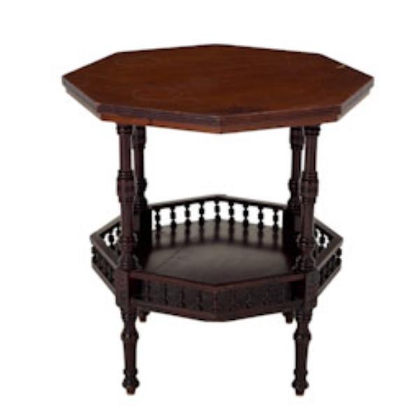 TABLE-OCTAGONAL 2TIER WALNUT