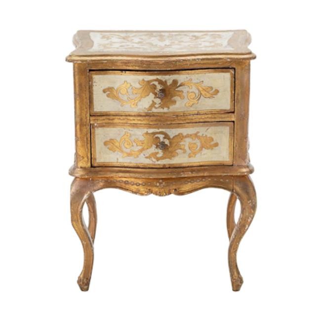 TABLE-END FLORENTINE GOLD&WHIT