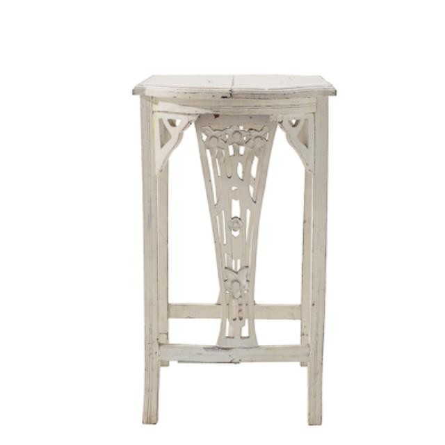 TABLE-END-WHT WASH-FRETWORK