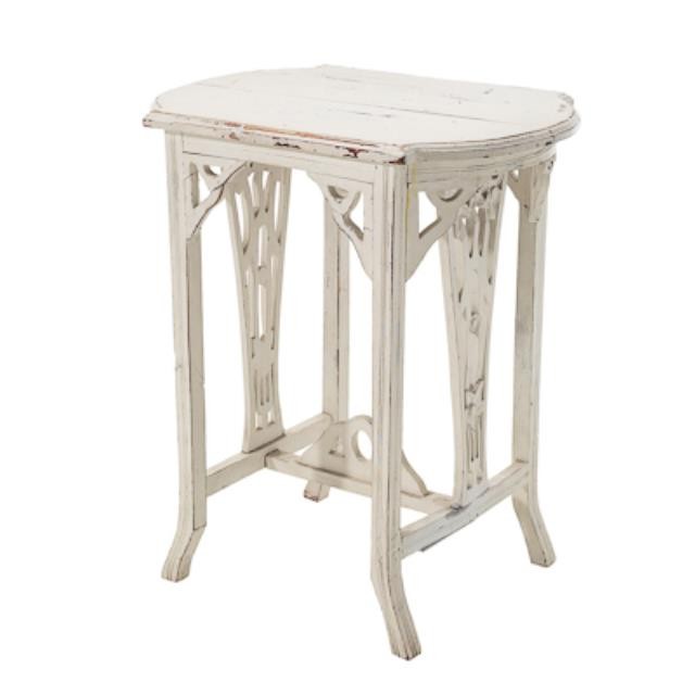 TABLE-END-WHT WASH-FRETWORK