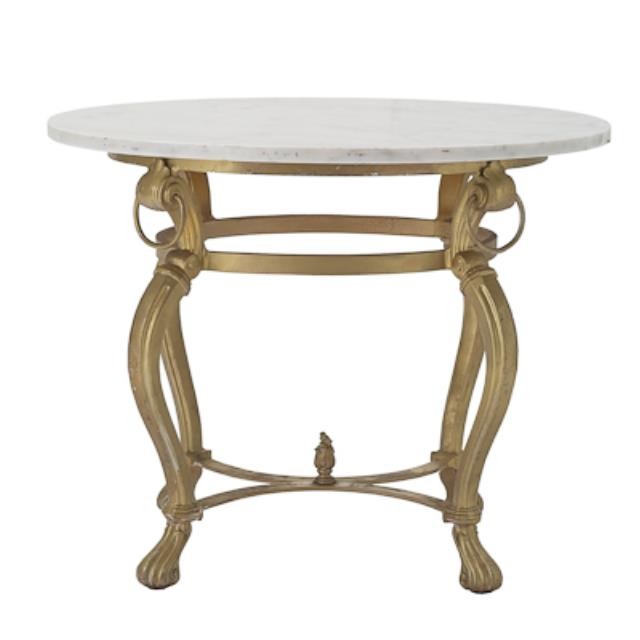 TABLE-END GOLD BASE MARBLE TOP