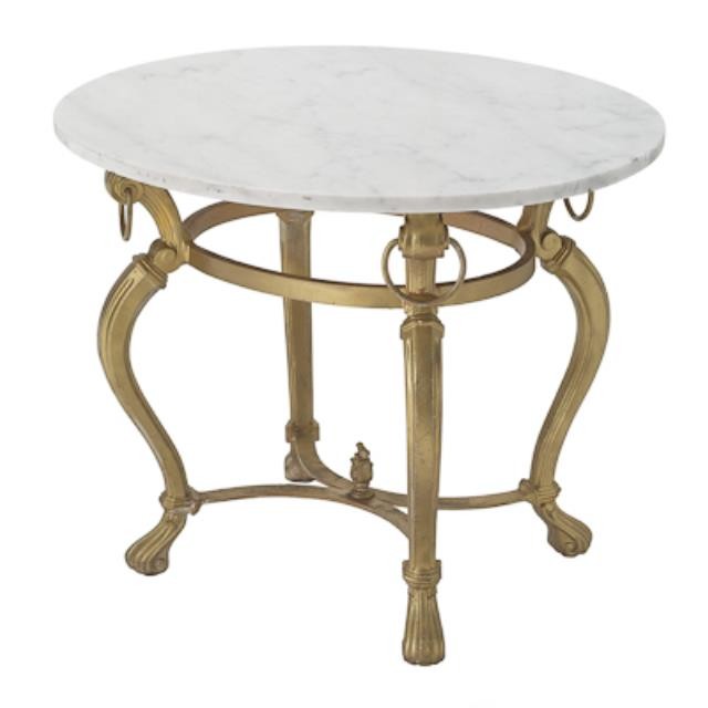 TABLE-END GOLD BASE MARBLE TOP