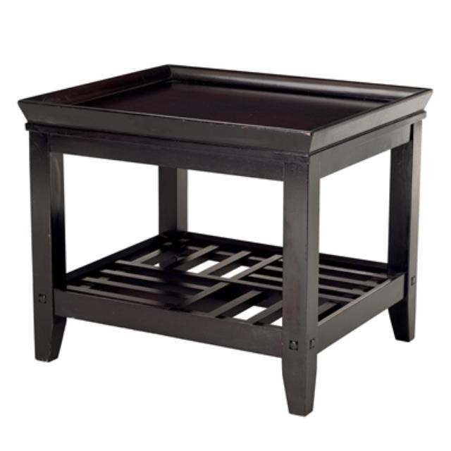 End Table-Blk/Slat Under Shelf