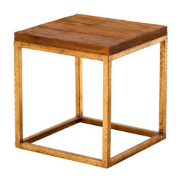 TABLE-END-GOLD BASE-WOOD TOP