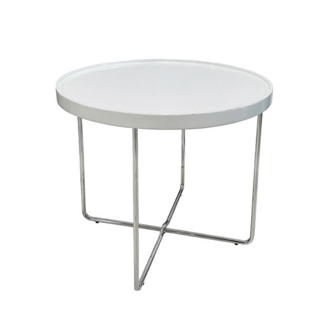 TABLE-END-WHITE-ROUND-SILVER L