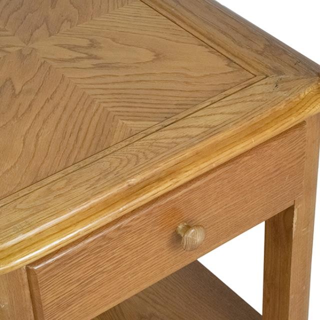 SIDE TABLE-Oak Veneer W/Single Drawer & Under Shelf
