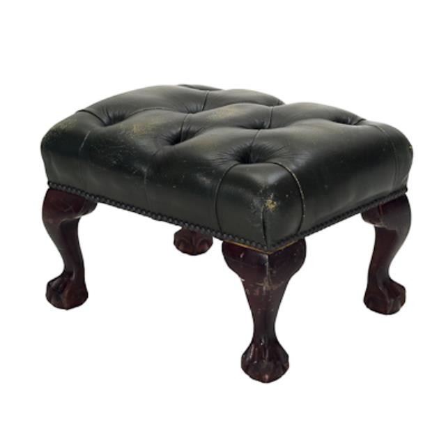 OTTOMAN-GRN LEATHER