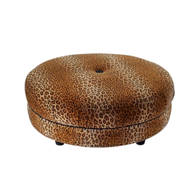 OTTOMAN-LEOPARD W/BLK WELT