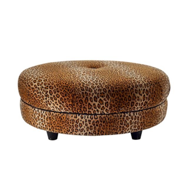 OTTOMAN-LEOPARD W/BLK WELT