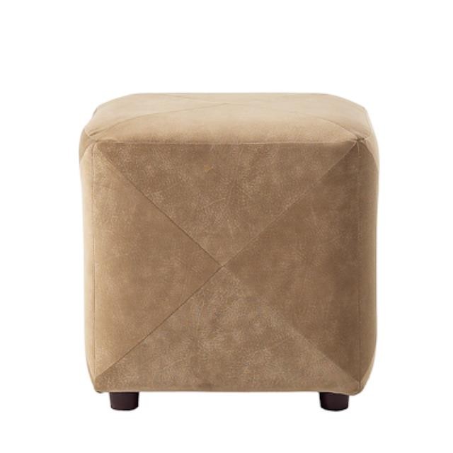 OTTOMAN-19"SQ-TAN ULTRASUEDE