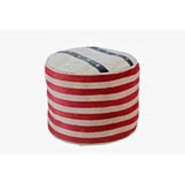 Recycled Canvas Ottoman Red/Bl