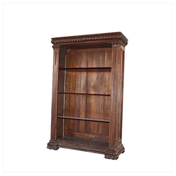 BOOKCASE-OAK CARVED 3SHELF 42