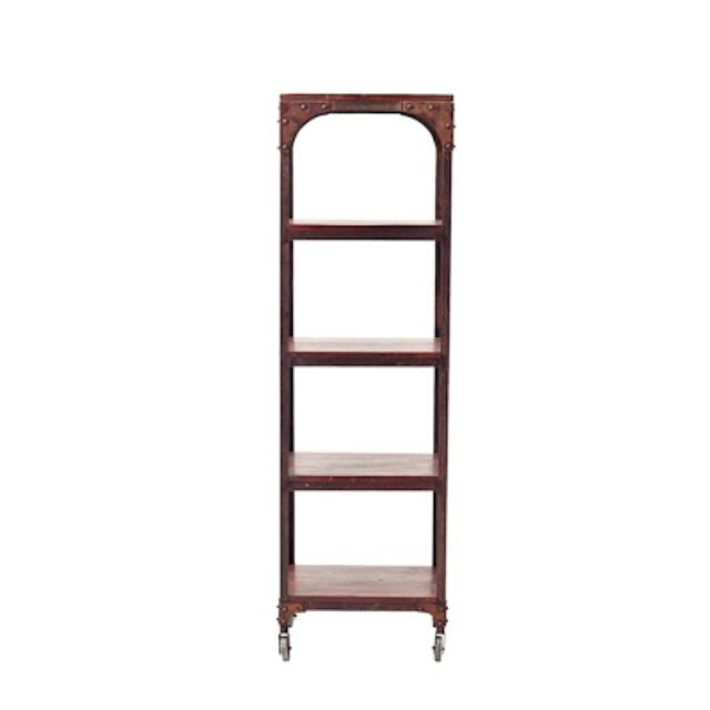 SHELVES-61"H-IRON/WOOD-ROLLING