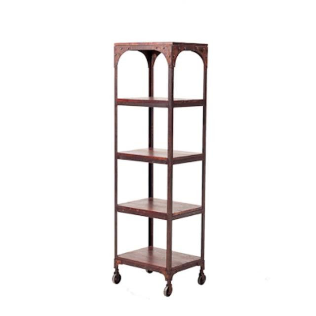 SHELVES-61"H-IRON/WOOD-ROLLING