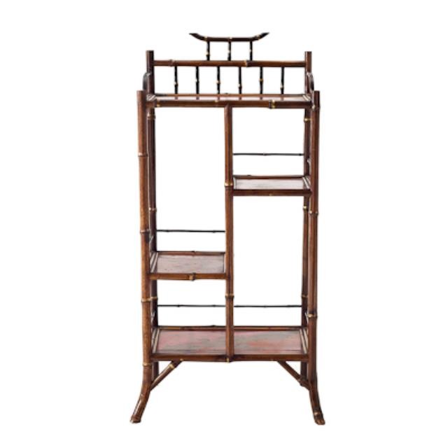 SHELF-BAMBOO-4 TIER-CHINOISERI