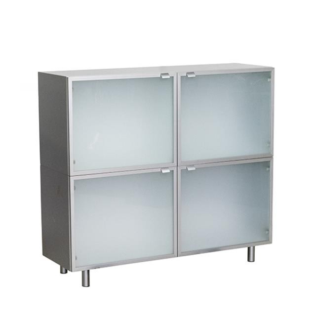 CABINET-Stackable Componets W/Frosted Doors & Silver Frame