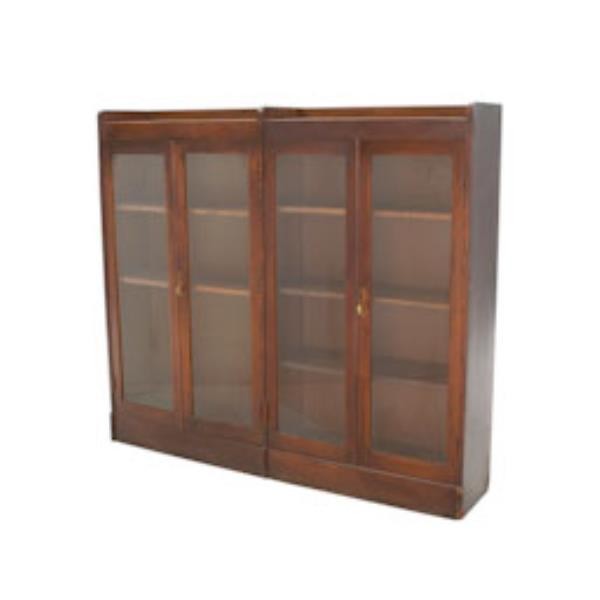 BOOKCASE-DOUBLE-OAK-64X56-GLAS