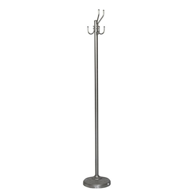 COAT RACK-Aluminum Double Hooks at Top/Round Base