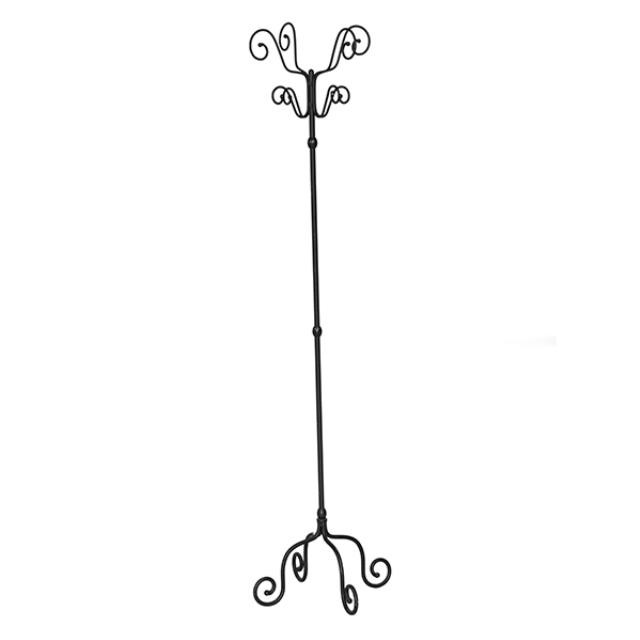 COAT RACK-Black Iron W/(8) Curly Hooks