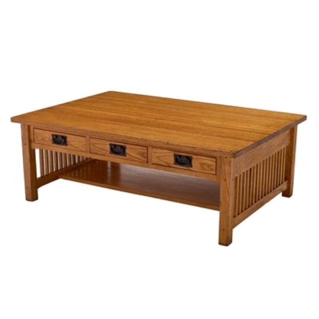 TABLE-Mission Oak Coffee W/Under Shelf