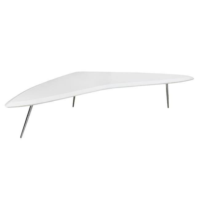 TABLE-COFFEE-WHITE BOOMERANG-Chrome Leg