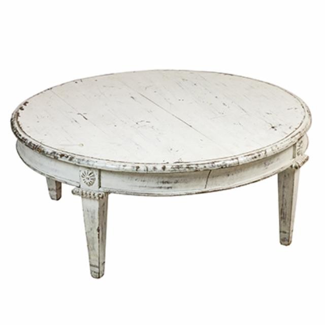 Wht Washed/Round Coffee Table