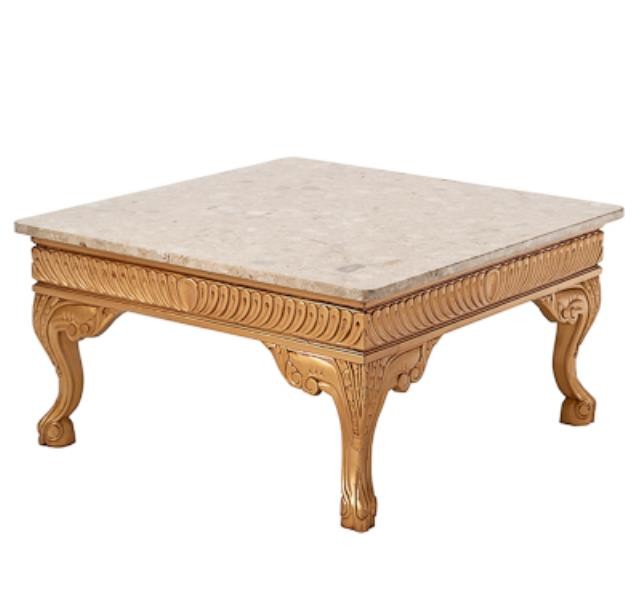 TABLE-COFFEE-GOLD/BEIGE MARBLE