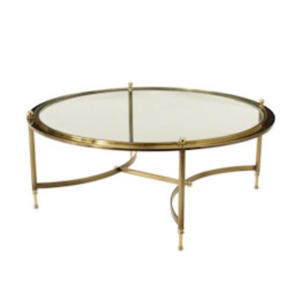 TABLE-COFFEE-BRASS W/ GLASS TO