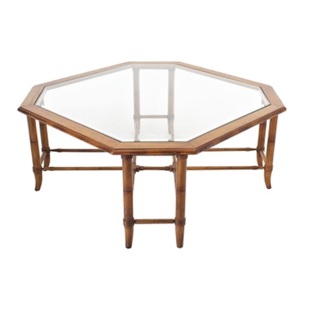 TABLE-COFFEE-GLASS TOP-RATTAN