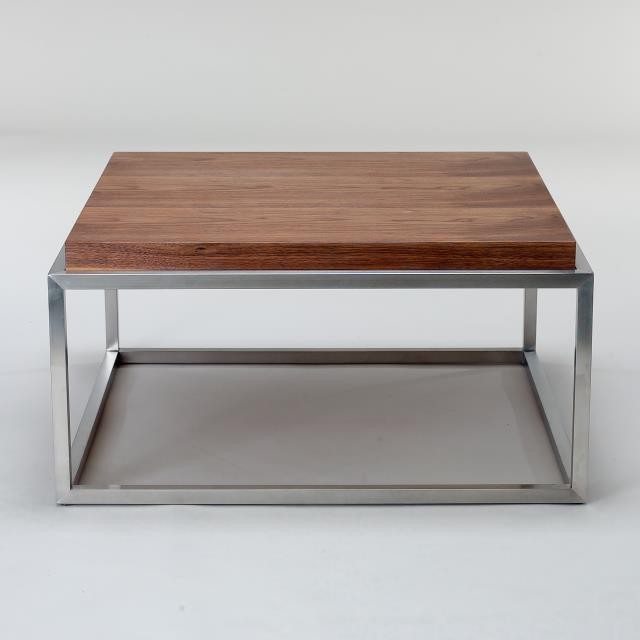 TABLE-COFFEE-WALNUT TOP-SLV BA