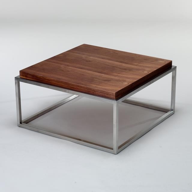 TABLE-COFFEE-WALNUT TOP-SLV BA