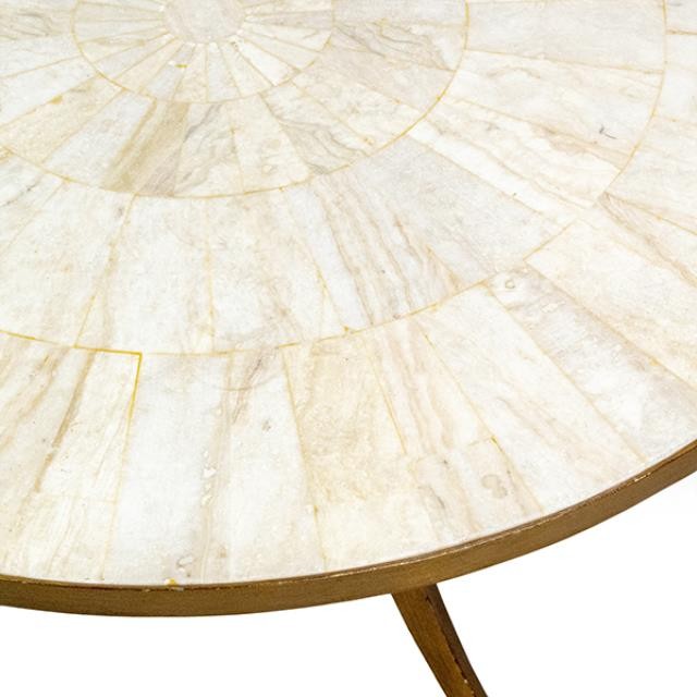 Table Coffee Rd Light Marble Top W/Brushed Brass Frame