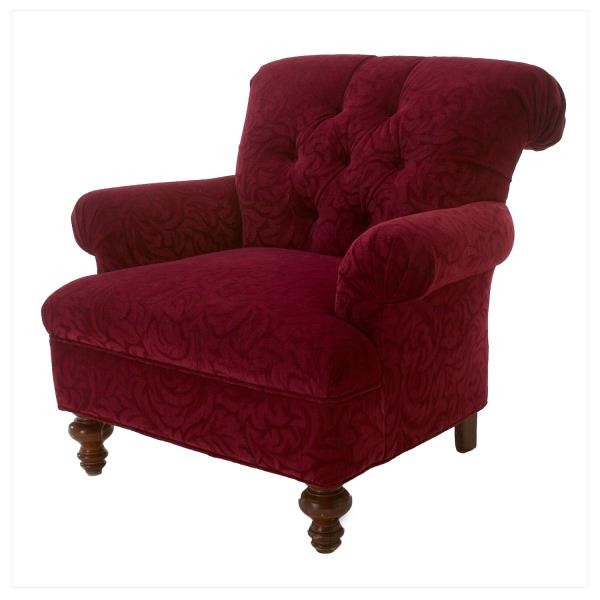 CHAIR-CLUB-RED FLOCKED