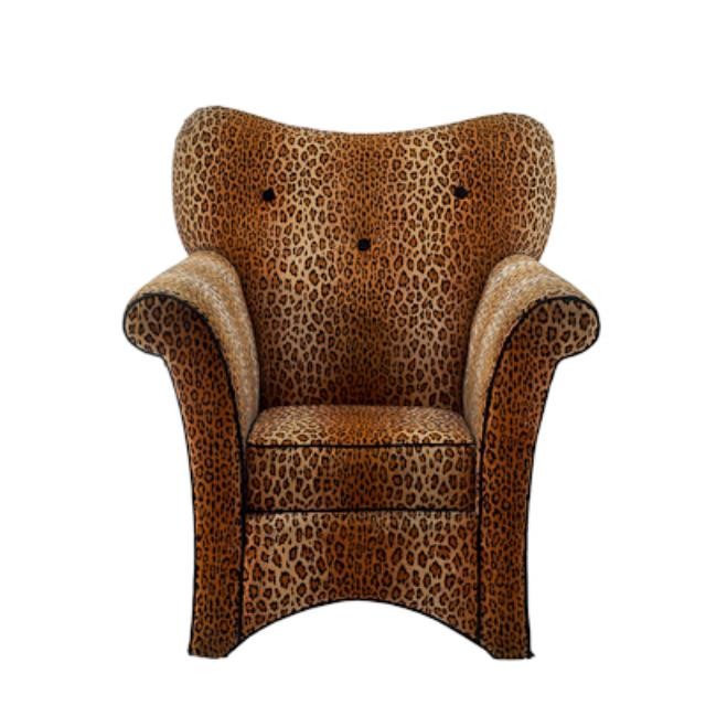 CHAIR-CLUB-LEOPARD W/BL