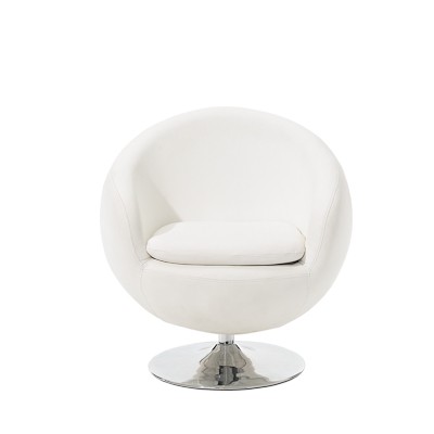 CHAIR-White Ball Chair W/Chrome Ped Base