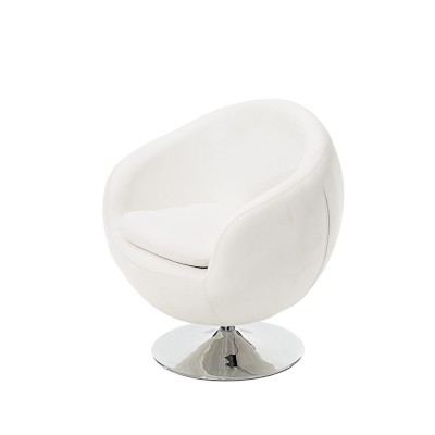 CHAIR-White Ball Chair W/Chrome Ped Base