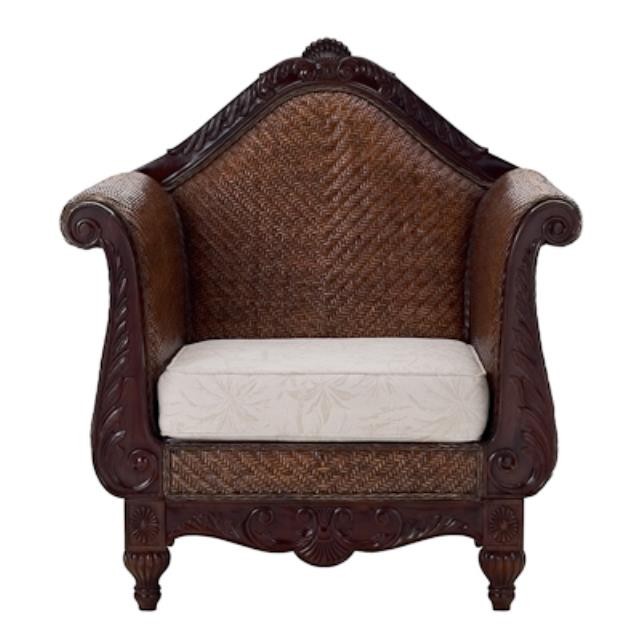 CHAIR-CLUB-DARK RATTAN-BEIGE C