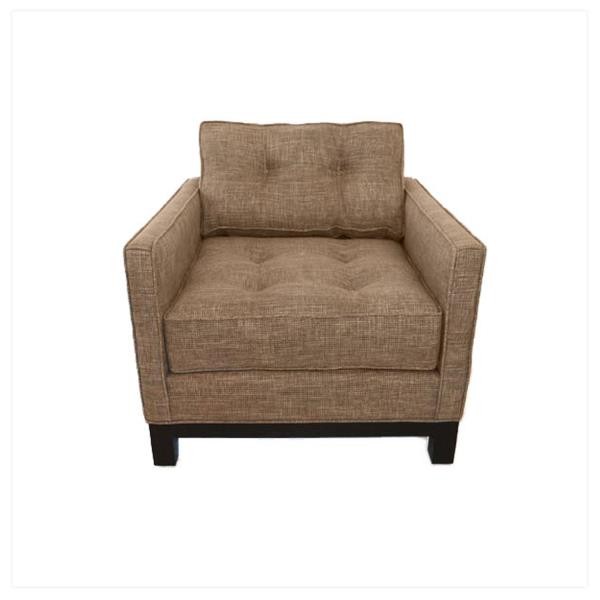 CHAIR-CLUB-BROWN LINEN-TUFTED