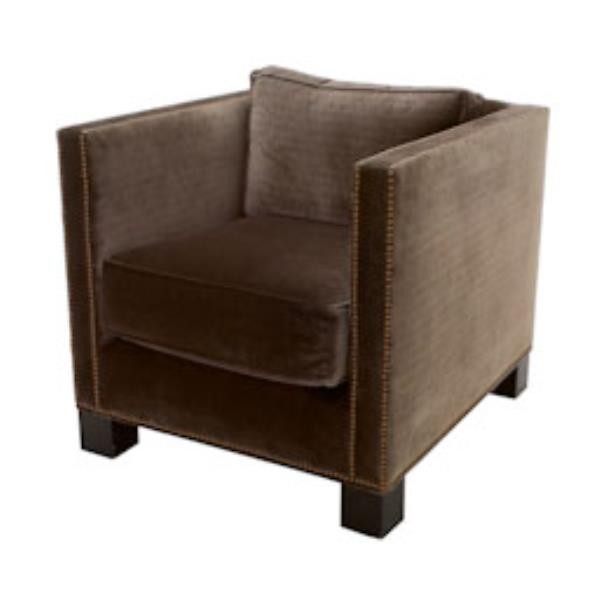 CHAIR-CLUB-BROWN VELVET-NAILHE