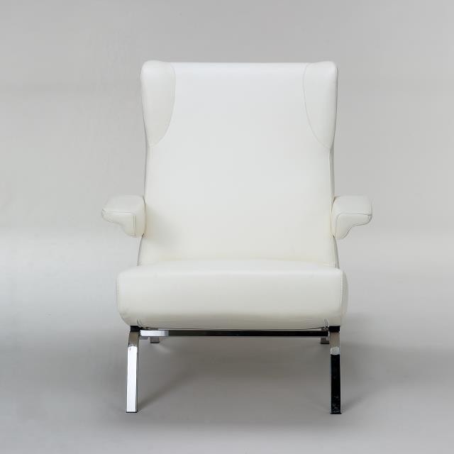 CHAIR-ARM-WHITE LEATHER-CHROME