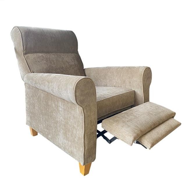 CHAIR-RECLINER-TAN CHENILLE-HI