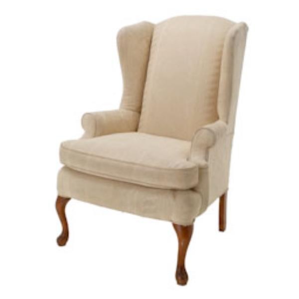 CHAIR-WING-IVORY DAMASK