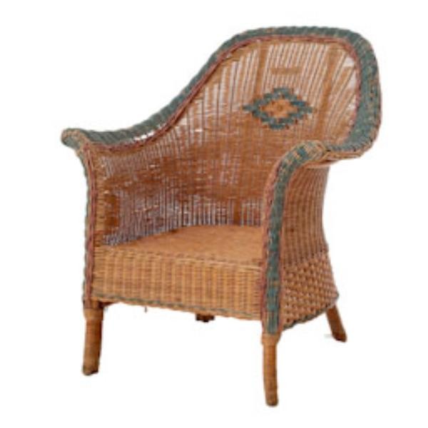 CHAIR-ARM-WICKER-DARK NAT-BLUE