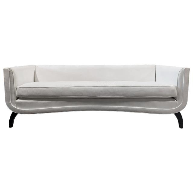 SOFA-WHITE VELVET-BLACK LEG